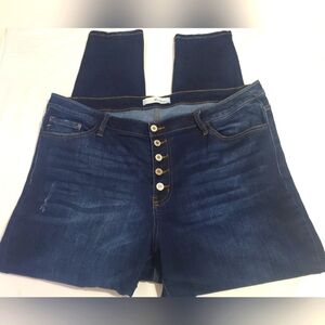 KanCan Estilo High Rise Button Fly Skinny Light Distressing Denim Jean Size 3XL
